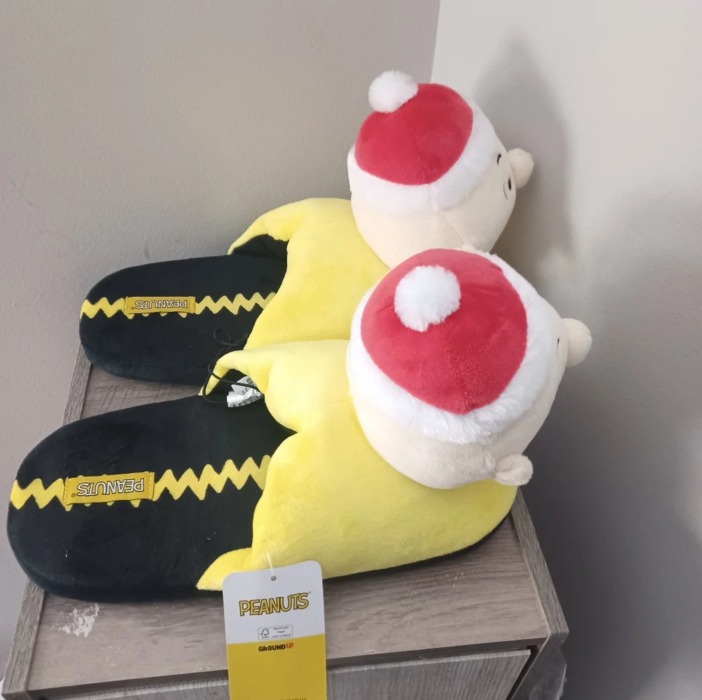 Peanuts 3D Character Family Christmas Slippers Men's Sz 11/12